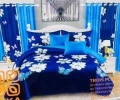 Jogo de lençóis e cortinas